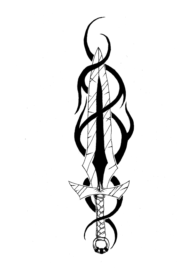 Snake Tribal Tattoo With Sword - ClipArt Best