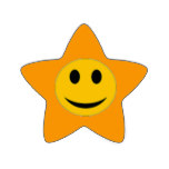 Blue Star Smiley Face Stickers. from Zazzle.