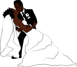 Bride And Groom Clipart Image - An African American groom dipping ...