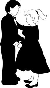 Dancing Clipart Image - Black and white drawing of a boy and girl ...