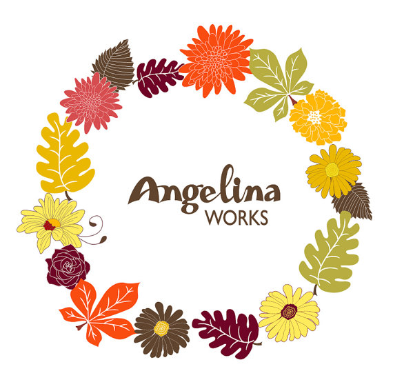 Autumn floral wreath clipart