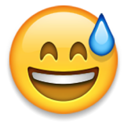 Smiling Face with Open Mouth and Cold Sweat Emoji (U+1F605/U+E415 ...