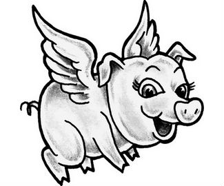 Angel Winged Pig Tattoo Design