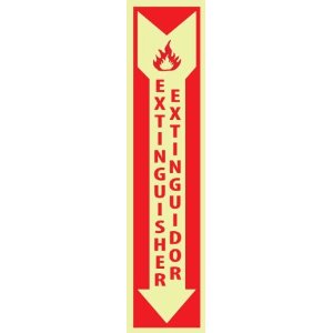 NMC GL175P Bilingual Fire Sign, Legend "EXTINGUISHER" with Down ...