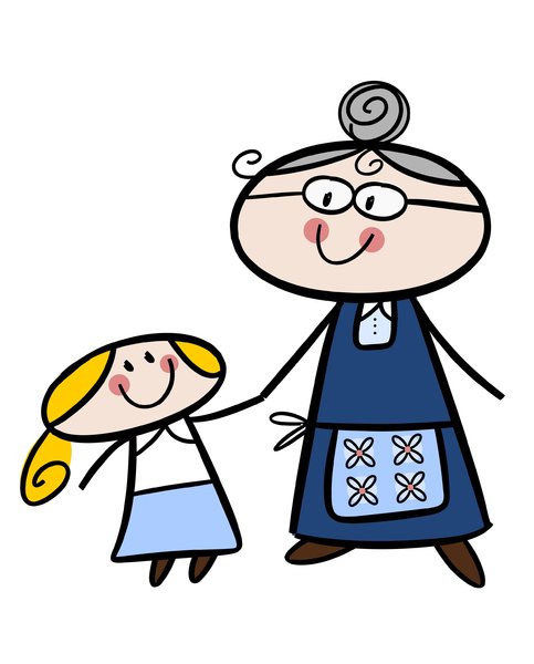 Cartoon Grandma And Granddaughter Clipart