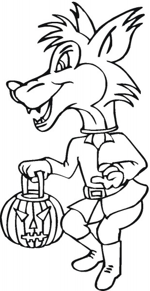 Wolf Going To Halloween Party - Free Coloring Pages #910 to print ...