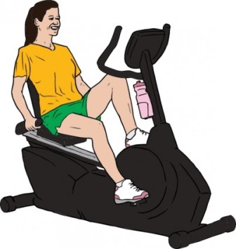 Download Woman On Exercise Bike Clip Art Vector Free | Sports