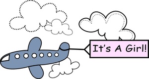 Its A Girl Clipart Image - Cartoon Airplane Flying an It's a Girl ...