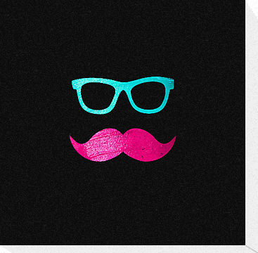 Funny Pink mustache teal hipster glasses Black " Canvas Prints by ...