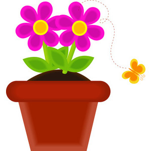 Flowers Clipart Image - Pretty Pink Flowers in a Pot with a ...