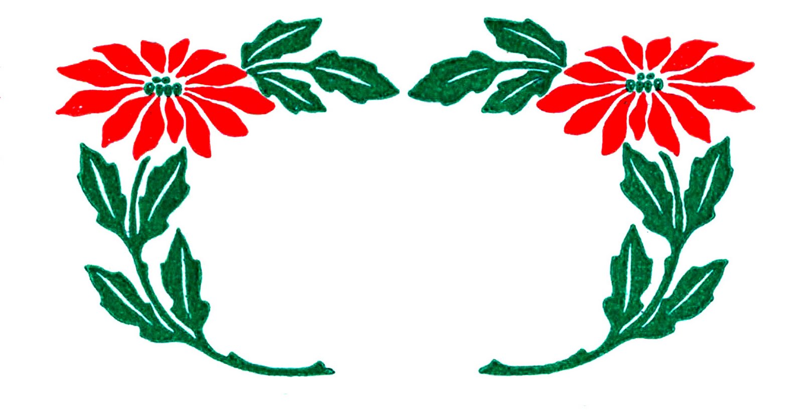 Vintage Christmas Clip Art - Poinsettia Wreaths - The Graphics Fairy