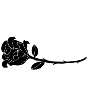 Rose Clipart Image - Long Stemmed Rose in Black and White