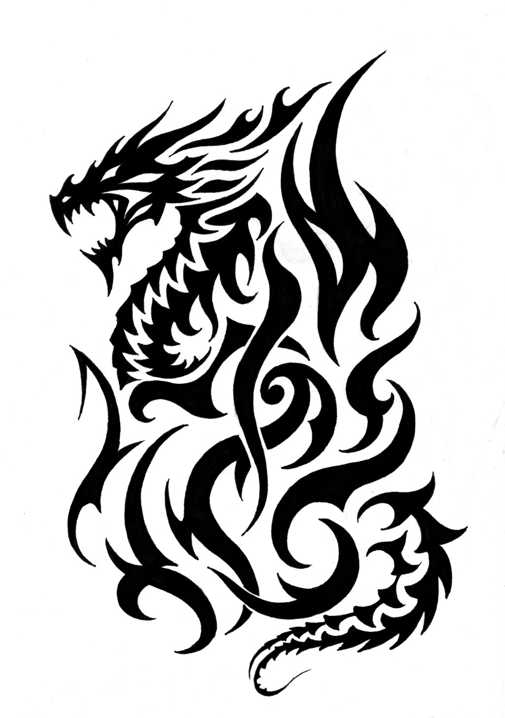 Tribal Fire Dragon Tattoos Designs - ClipArt Best