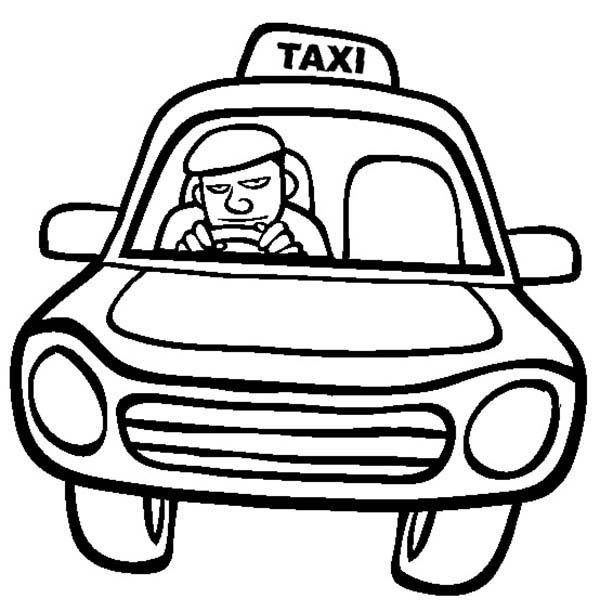 Taxi Driver Driving Car Coloring Pages | Best Place to Color