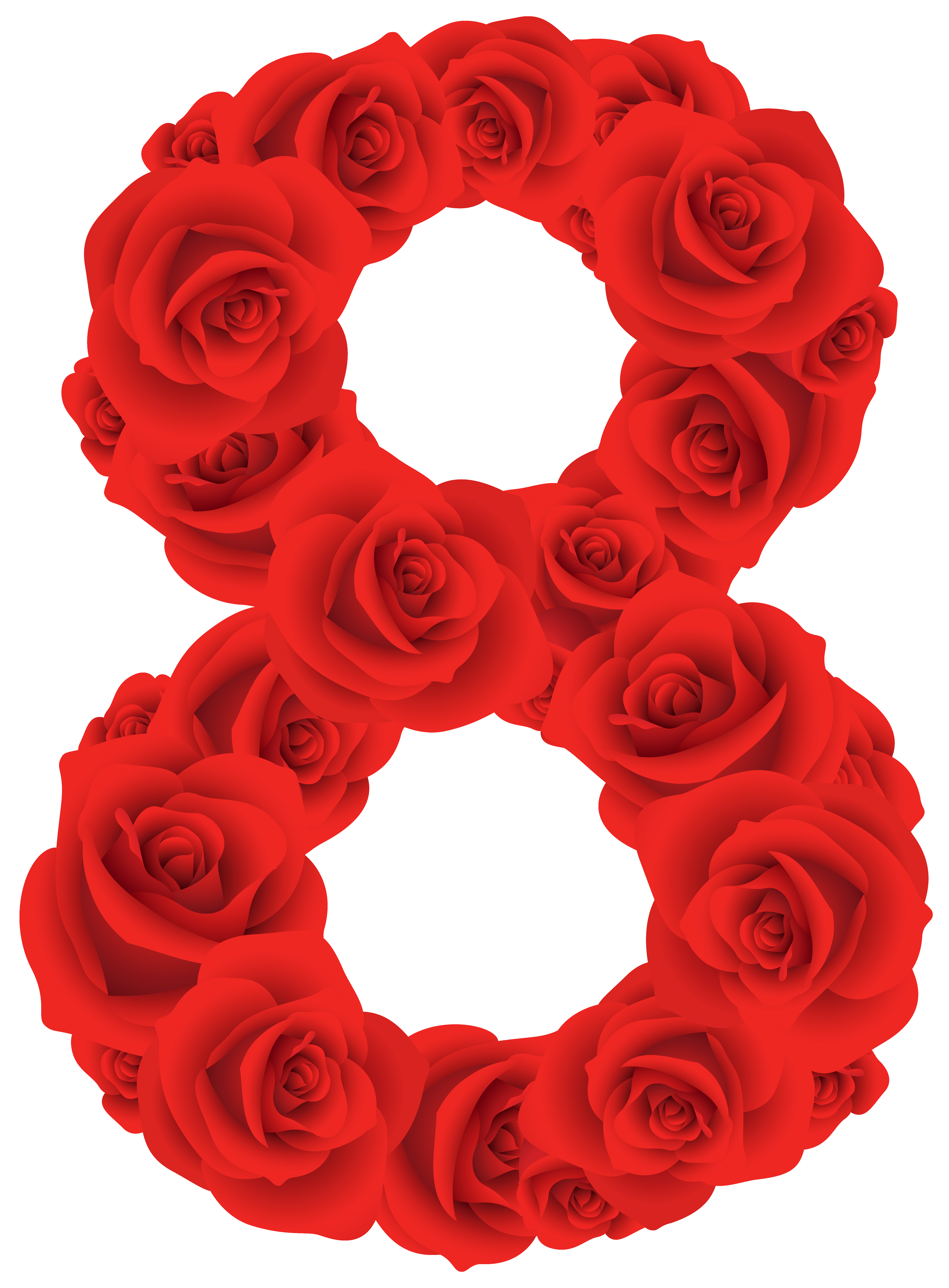 Red Roses Number Eight PNG Clipart Image