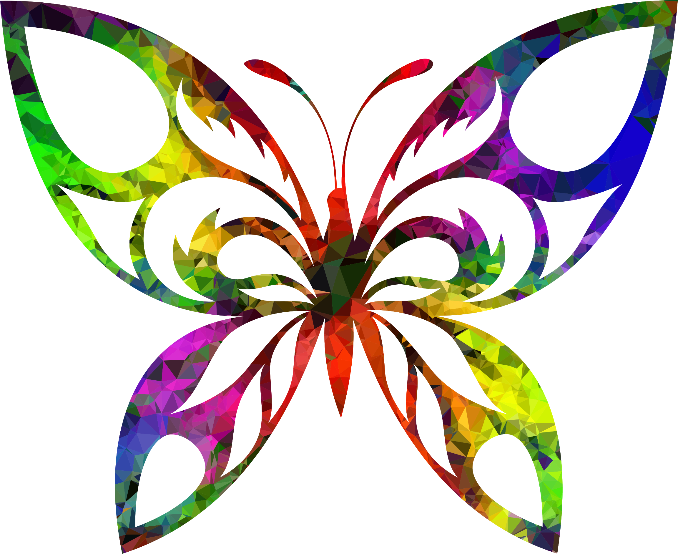 Clipart - Multispectral Tribal Butterfly Silhouette