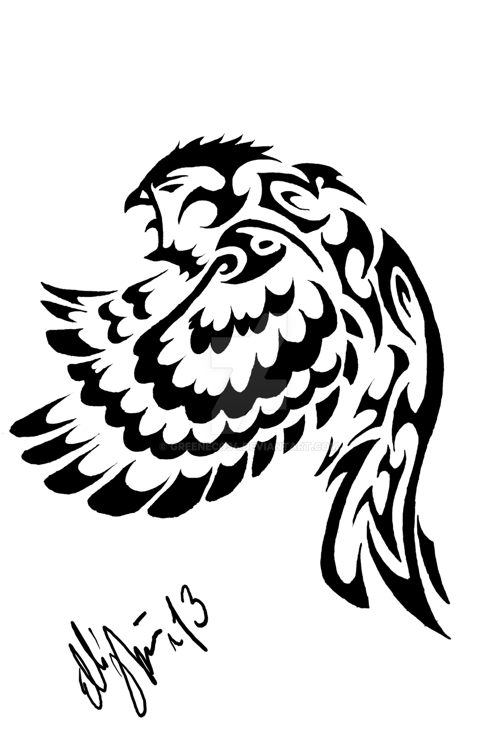 DeviantArt: More Like Tribal owl tattoo desing by GreenEco94