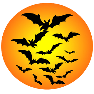 Moon With Bats - Halloween Cartoon Clip Art