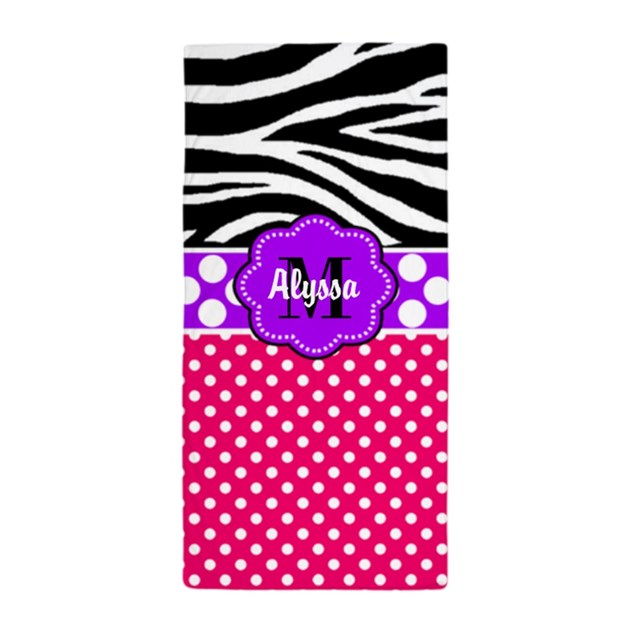 Pink Purple Zebra Personalized Beach Towel by ...