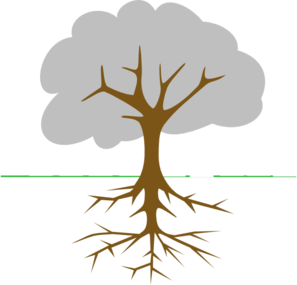 Tree clipart with branches and roots