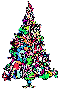 Christmas tree scene clipart