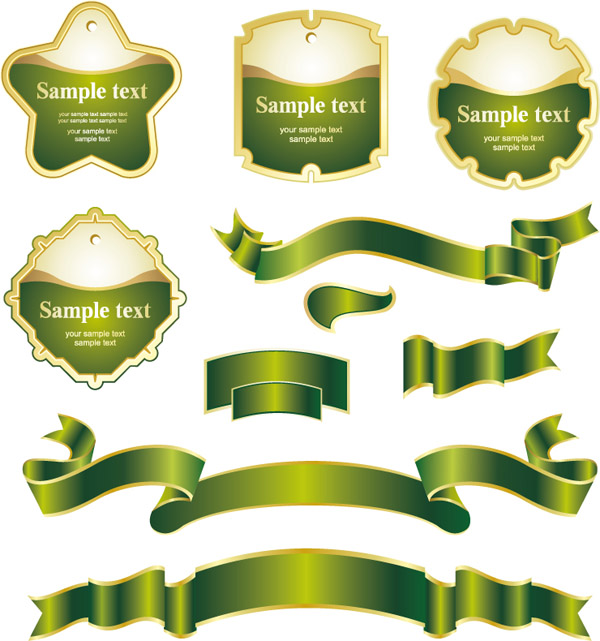 Green ribbon label vector Free Vector / 4Vector