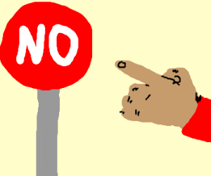 pointing at a no pointing sign (drawing by Claudia.)