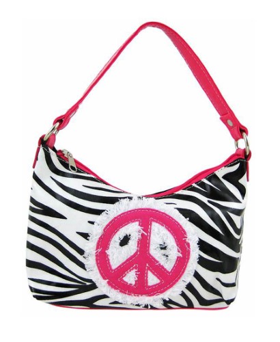 Zebra Print Peace Sign Handbag Hot Pink Trim | Jet.com