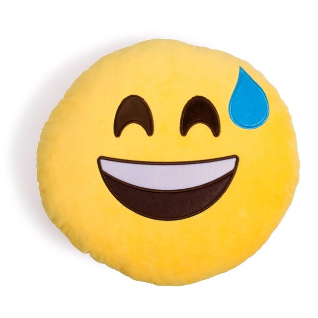 Smiling Face with Cold Sweat Emoticon Plush Pillow | DrGrab