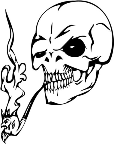 Evil Skull Smoking a Pipe coloring page | Free Printable Coloring ...