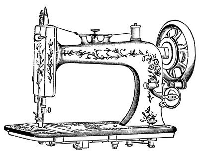 Antique Clip Art - Pretty White Sewing Machine