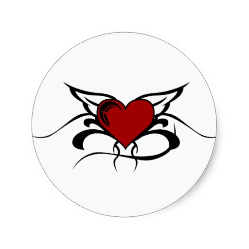 Winged Heart Tattoo Stickers from Zazzle.