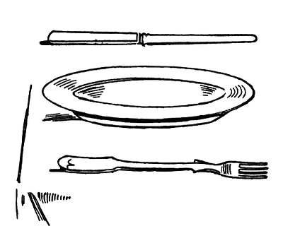 Plate Of Food Clipart Black And White - Free ...