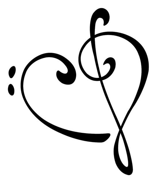 Bass guitars, Treble clef heart and Art