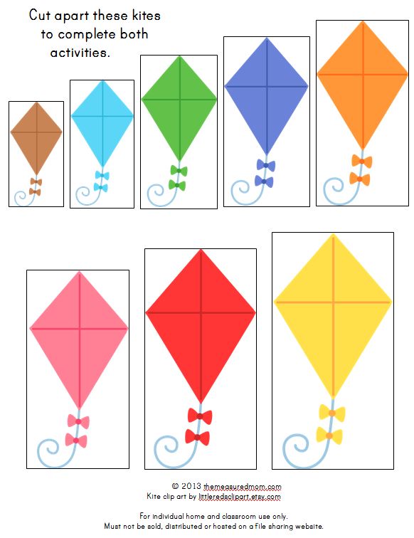 Free file folder game for preschoolers: Kites! - The Measured Mom
