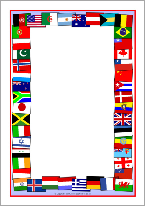 Flags of the world A4 page borders (SB5827) - SparkleBox