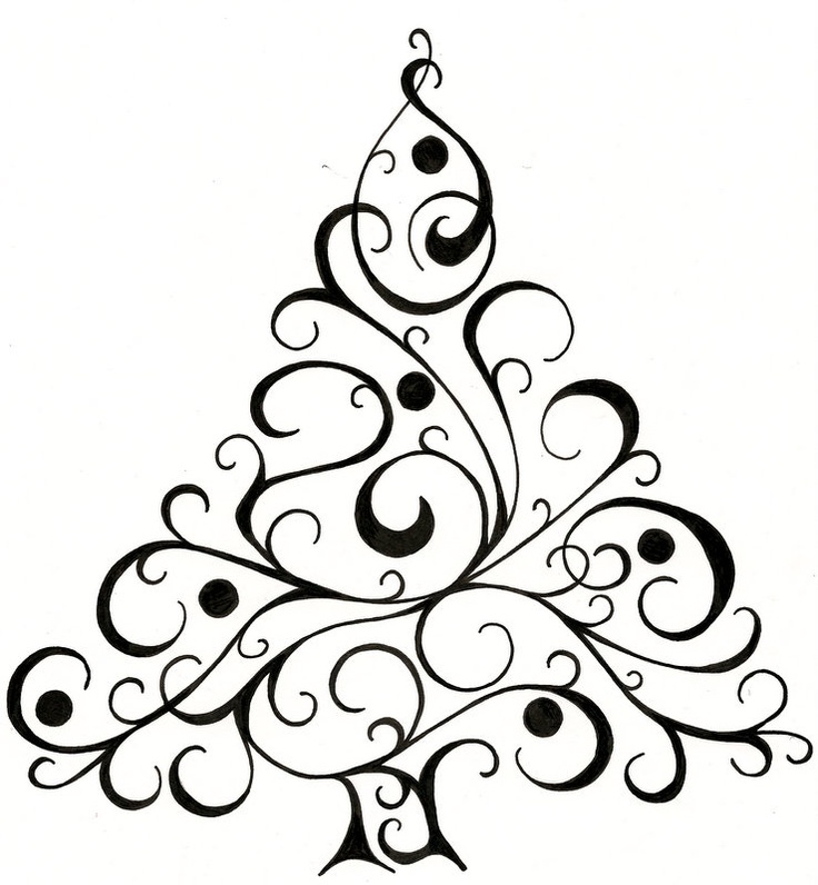 Christmas Tree Line Drawing - ClipArt Best