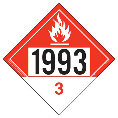 1993 Placard - Class 3 Combustible Liquid