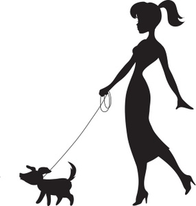 Girl Walking Dog Clipart
