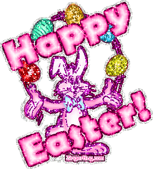 Juggling Easter Bunny Glitter Graphic, Greeting, Comment, Meme or GIF