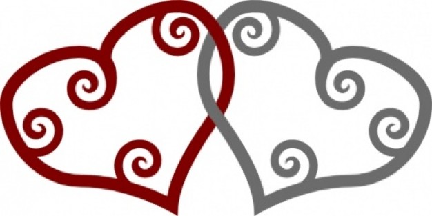 Red Silver Maori Hearts Interlinked clip art | Download free Vector