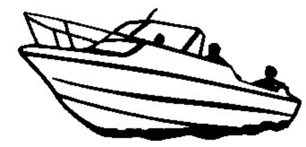 Speed Boat Black And White Clipart
