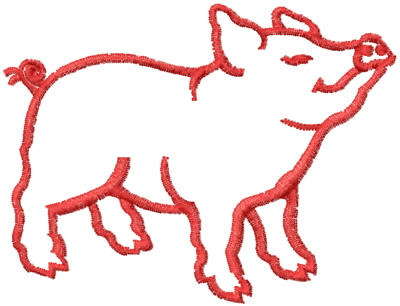 Animals Embroidery Design: Pig Outline from Concord Collections