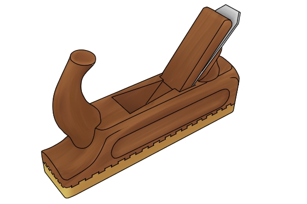 What are the parts of a wooden scrub plane?