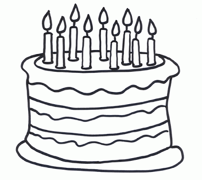 Birthday cake clip art black and white - ClipartFox