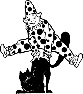 Clown Jumping Over Cat clip art Free Vector