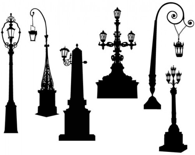 lamp post silhouette | Download free Vector