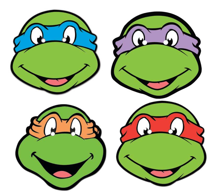 Teenage mutant ninja turtle heads with scarf cartoon clipart ...