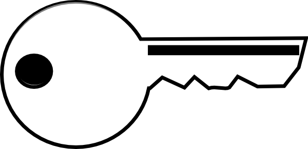 Vector clip art of outline of simple metal door key public - Clipartix