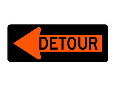 Detour Inside Arrow Left Sign M4-10L | Safeway Sign Company